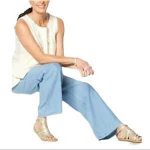 DG2 Diane Gilman SoftCell Denim Wide Leg Palazzo Pants 1X Chambray 698-804
